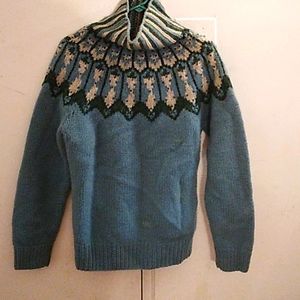 Teal sweater Cowl neck